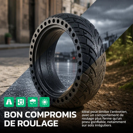 Pneu plein 8 1/2x2.5 increvable tout-terrain pour trottinette MoovMoov