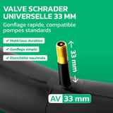 Valve Schrader 33 mm de la chambre à air 26x4.0 Fatbike MoovMoov