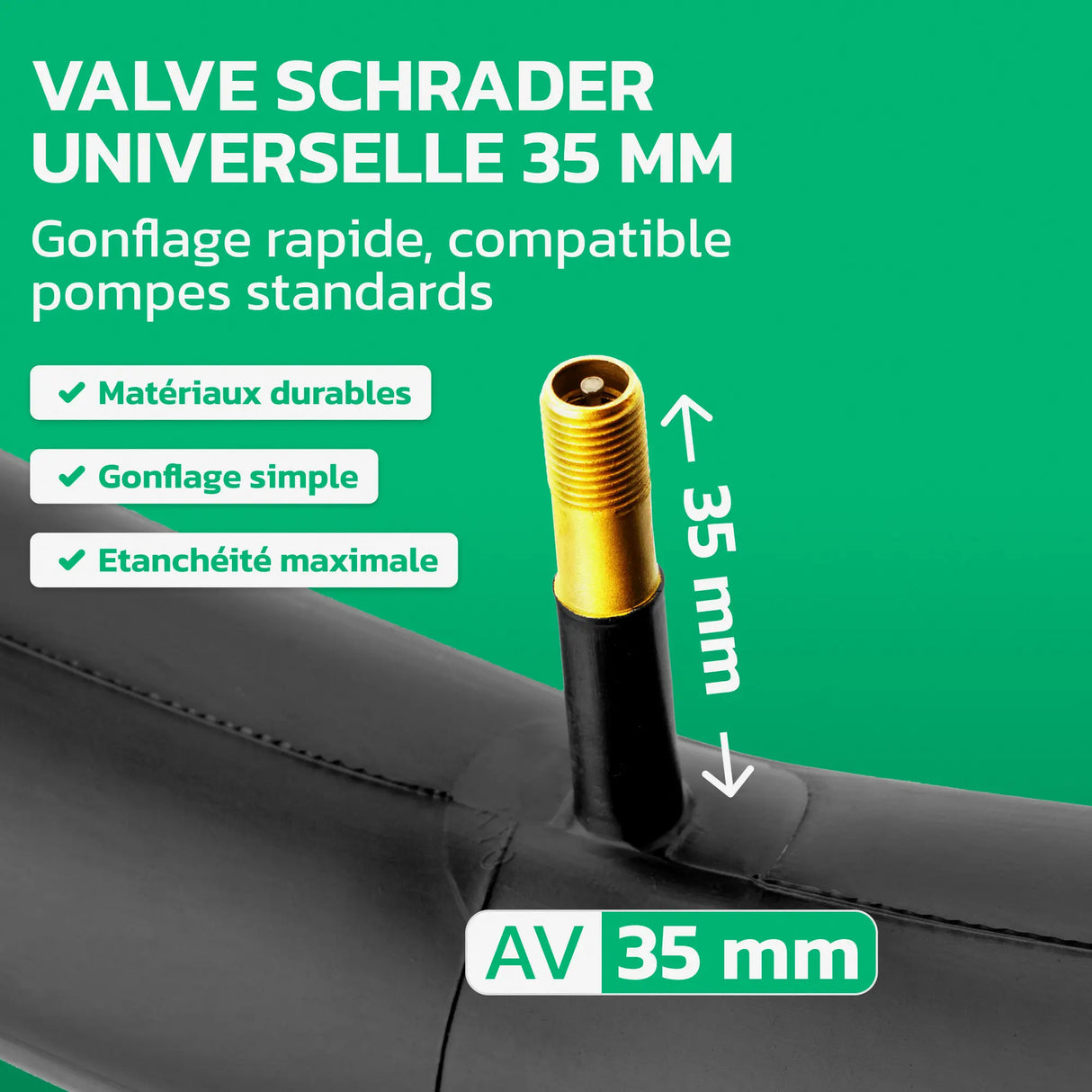 Valve Schrader 35 mm de la chambre à air 18 pouces MoovMoov